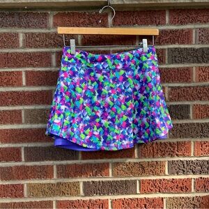 Exertek Purple and Green Multicolored Kid’s Mini Skort Skirt
